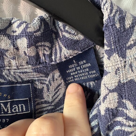 Common Man by Dale Waters men's silk Hawaiian tiki floral casual shirt size L - Picture 4 of 6
